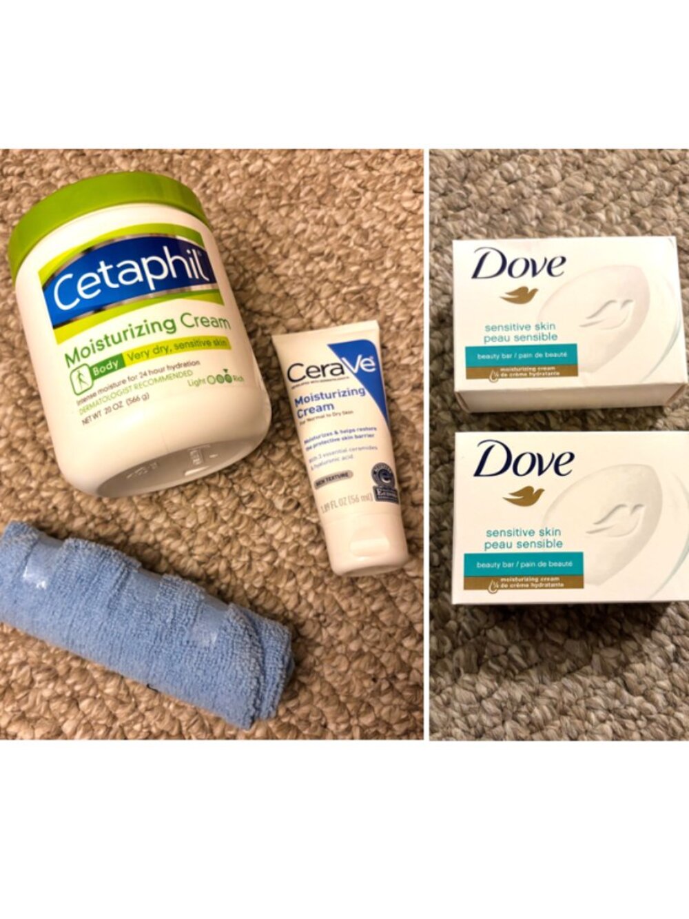 Collection of Beauty Care Items for Dry or Sensitive Skin